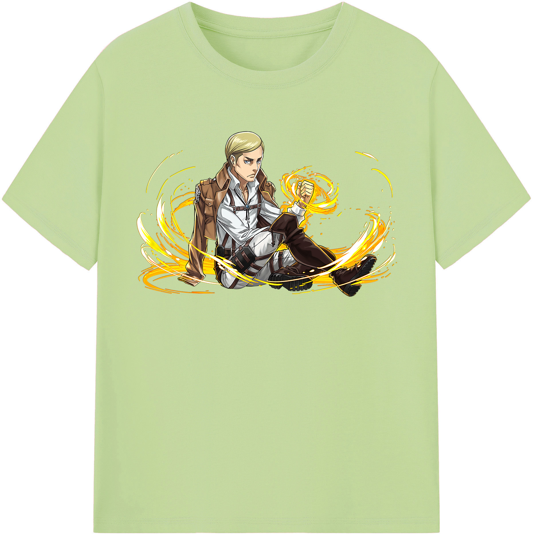 （画像用） 進撃の巨人 エルヴィン・スミス Attack on Titan Erwin Smith 綿100％半袖Tシャツ（フロントプリント）